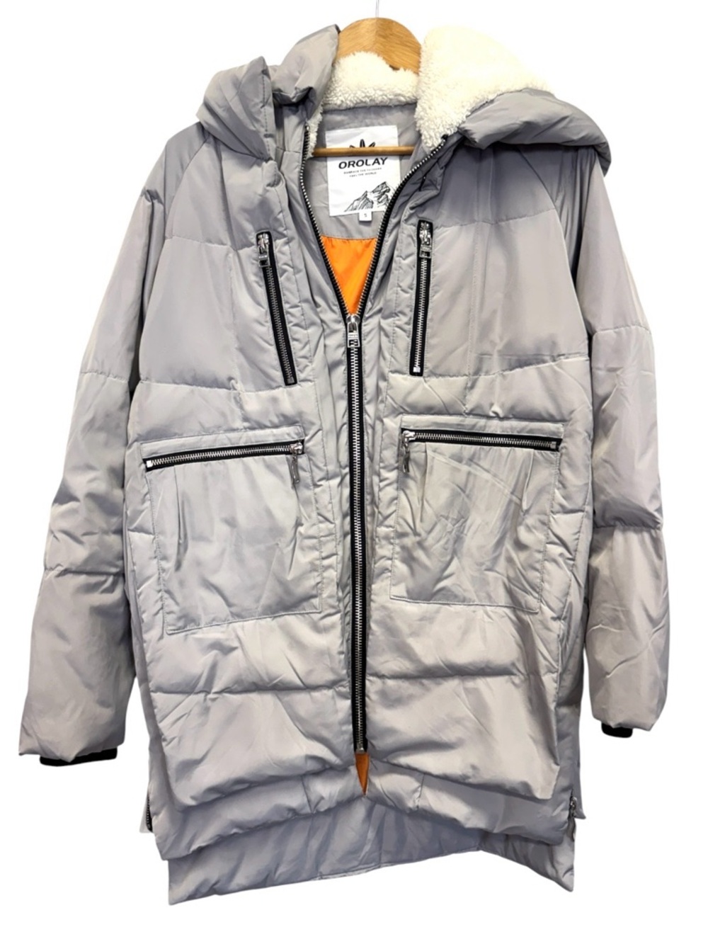 Orolay Light Gray/Silver Thickened Down Puffer Jacket with Hood Sz.Small